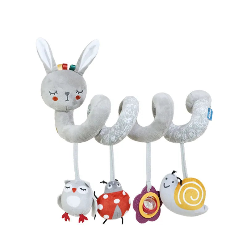 Baby Stretch Activity Spiral Plush Mobile - Sensory Hanging Toy for Car Seat, Crib, Pram, and Stroller