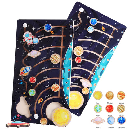 Montessori Wooden Solar System Puzzle, Planet Toys, Space Puzzles