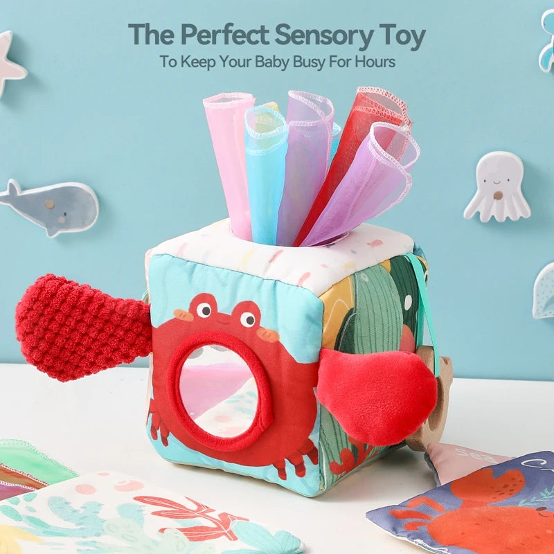 Baby Montessori Toy Cotton Magic Tissue Box Finger Exercising Busy Sensory Board Game