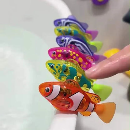 6 Pcs Electronic Swimming Fish Bath Toy With LED Light
