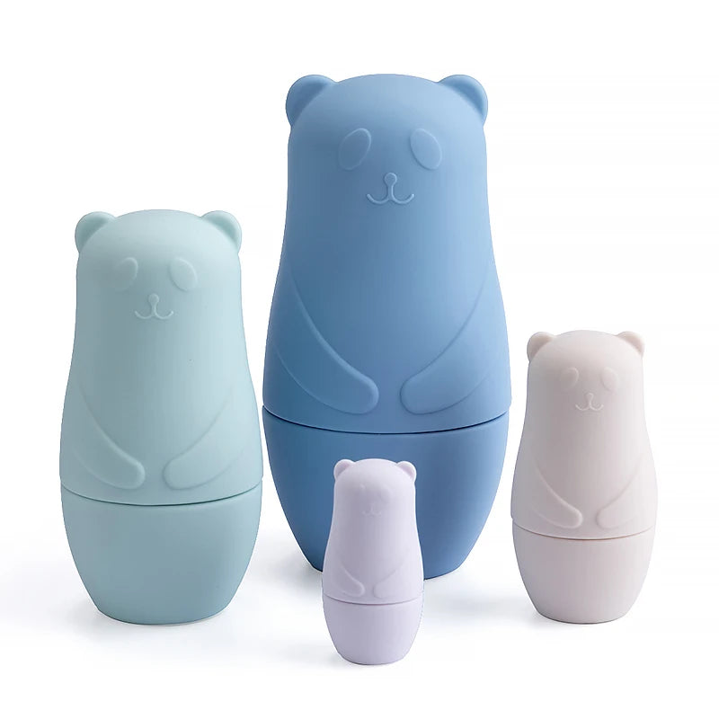 Silicone Bear Family Nesting Dolls for Hand-Eye Coordination, Stacked building blocks