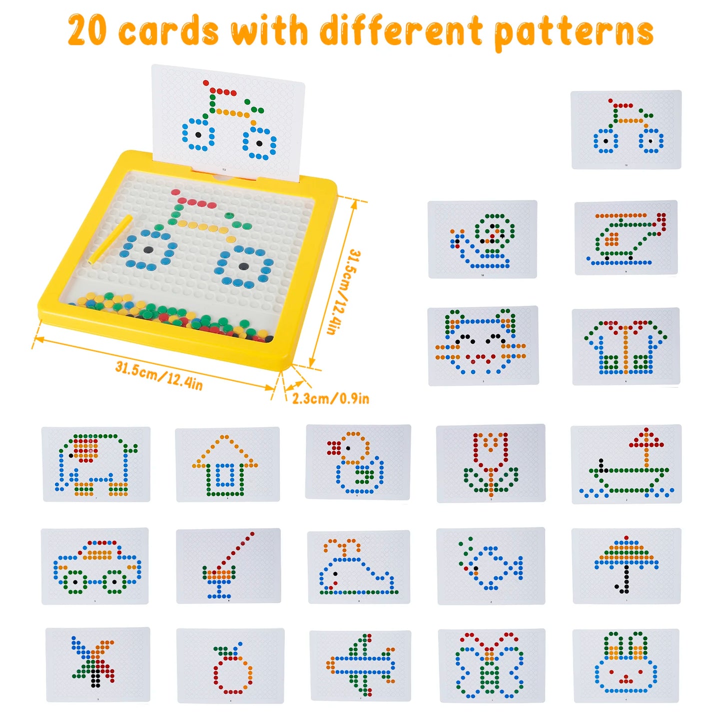 Montessori Magnetic Drawing Board – Beads, Pen & Pattern Cards Educational Toy