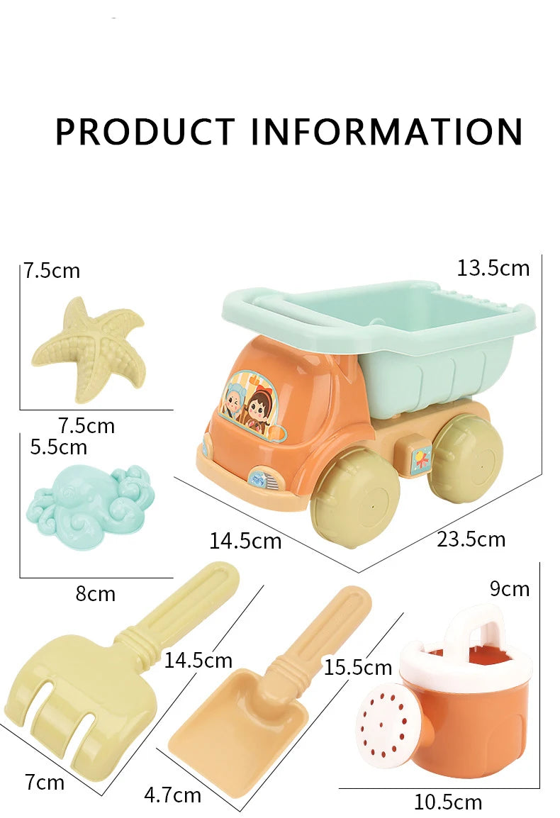5 to 15 Piece Beach Bucket Play Set Kids Toy with Shovel Sand Moulds, Truck - LittleOzKid