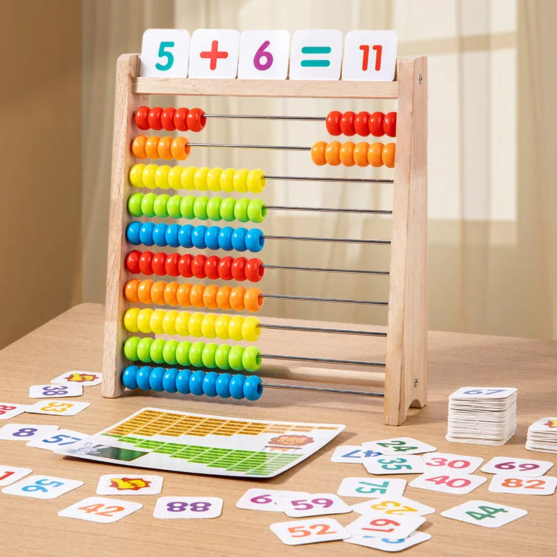 Wooden Rainbow Abacus, Montessori Math Toy for Early Learning & Counting Skills