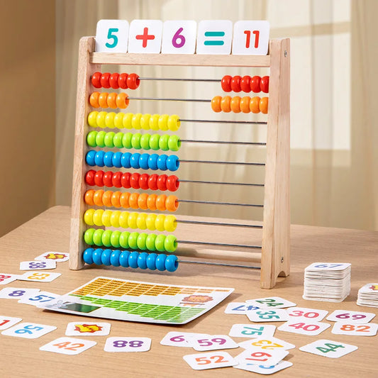 Wooden Rainbow Abacus, Montessori Math Toy for Early Learning & Counting Skills