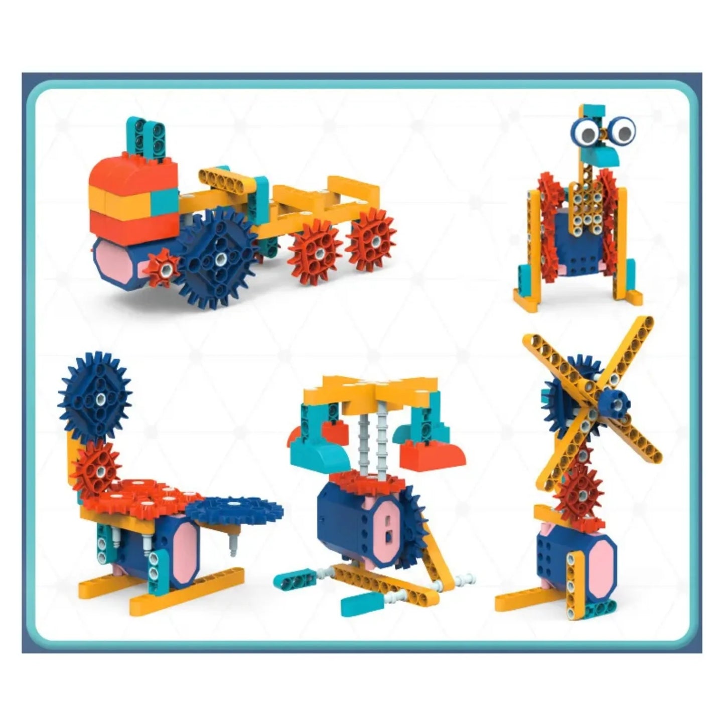 Electric STEM Gear Building Blocks for Kids – Large Particle Engineering Bricks, Montessori Educational Construction Toy