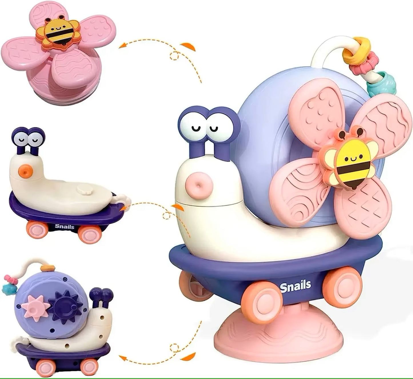 Baby Montessori Suction Spinner Toy, Bath Sensory & High Chair Suction for Toddlers