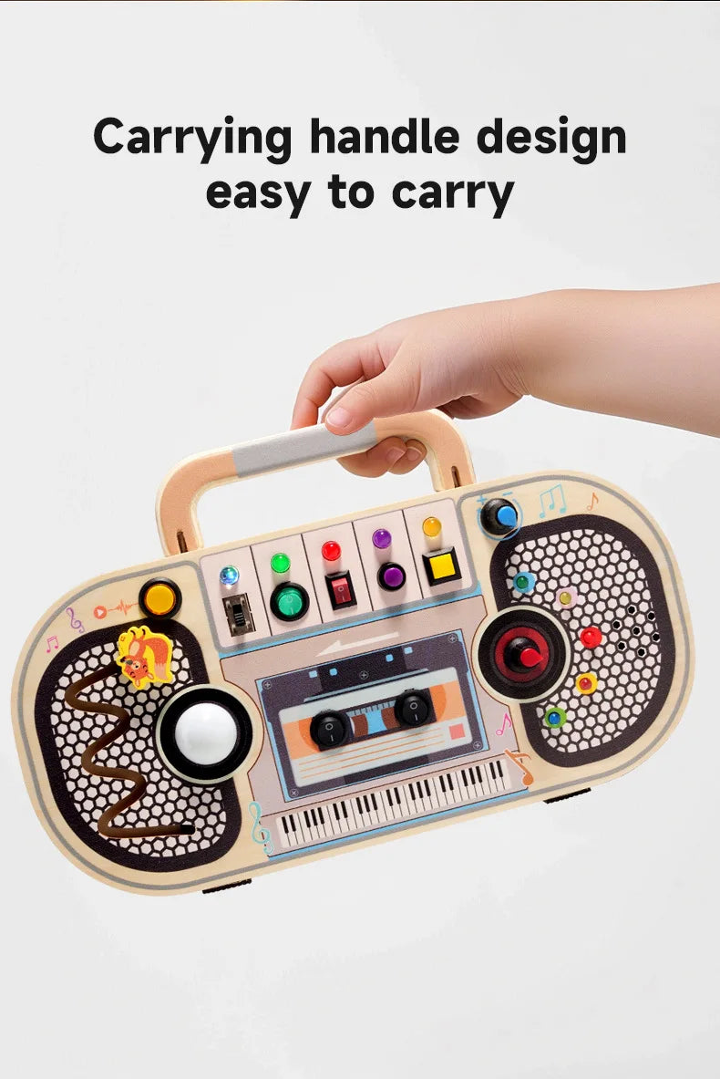Montessori Wooden Busy Board Sensory Toys with Light Switch Control Board for Toddlers and Babies - LittleOzKid