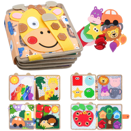 Toddlers Montessori Busy Board Farm Animal Quiet Felt Activity Toy Book - LittleOzKid