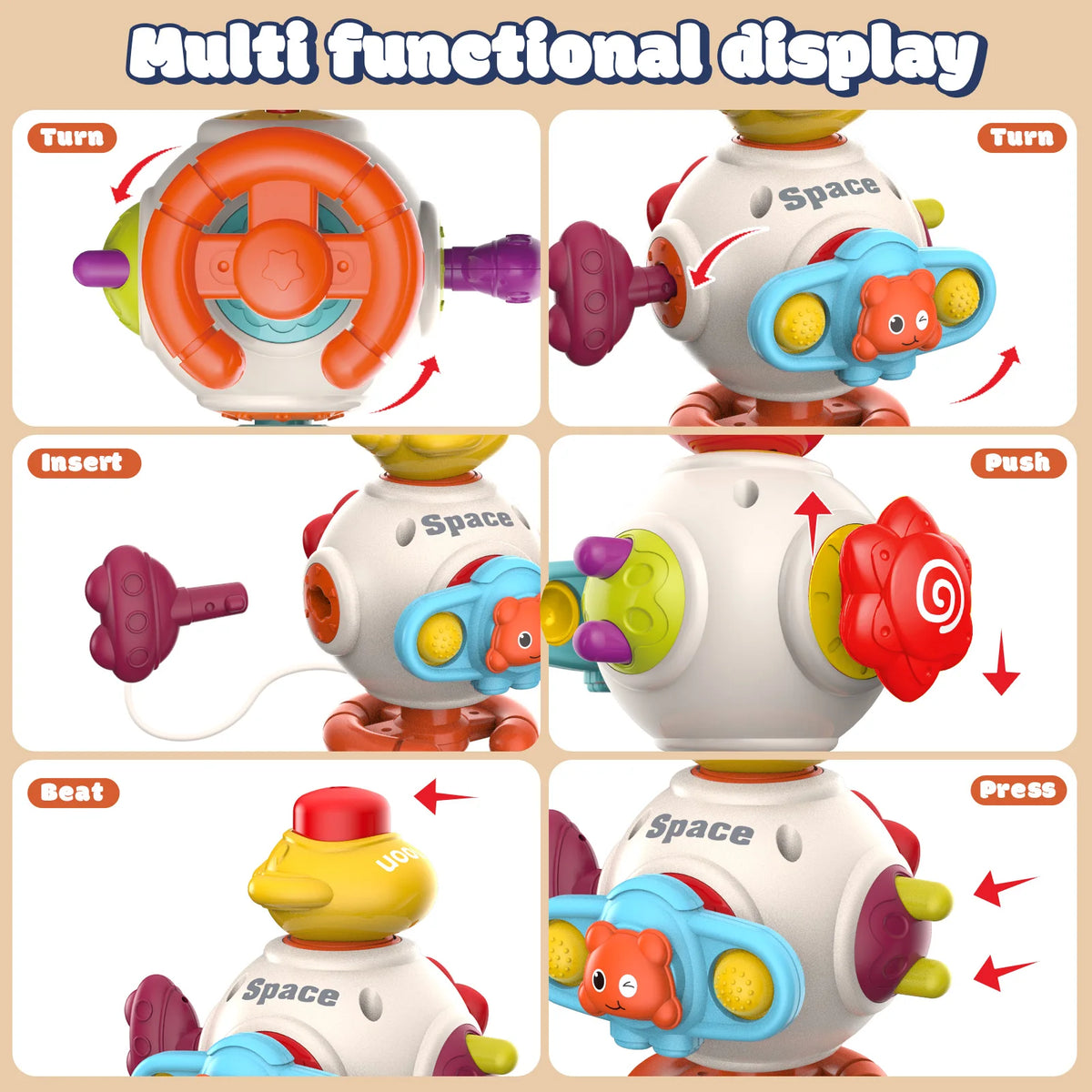 8 in 1 Baby Montessori Educational Busy Cube, Hands On Motor Skills & Learning Toy