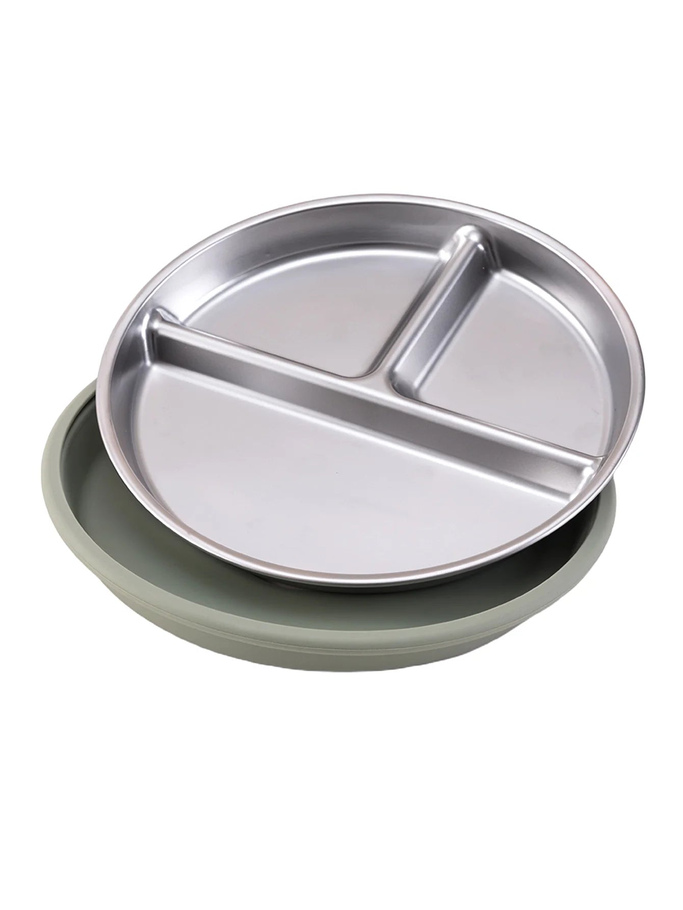Stainless Steel Baby Feeding Plate with Detachable Suction