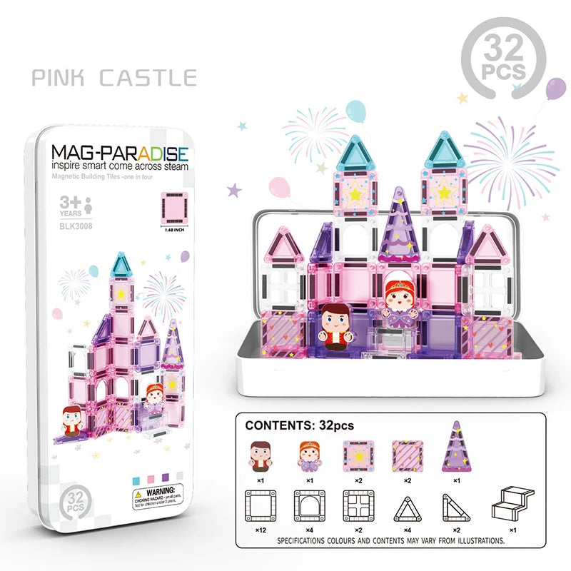 Mini Magnetic Building Blocks Tiles – Portable Travel Set