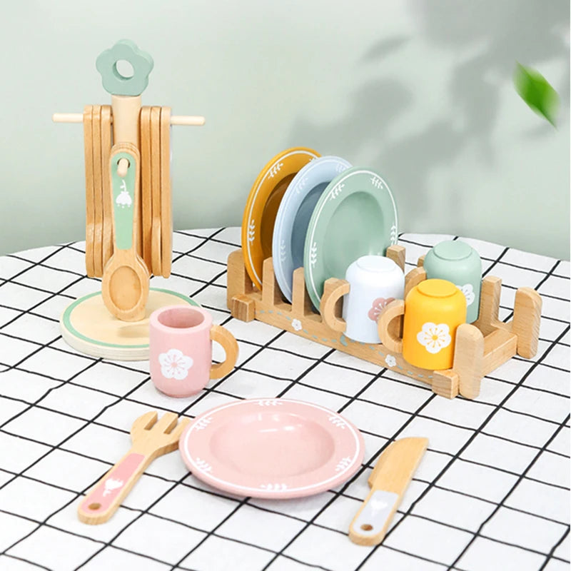 Montessori Wooden Kitchen Toy Set for Kids Pretend Play
