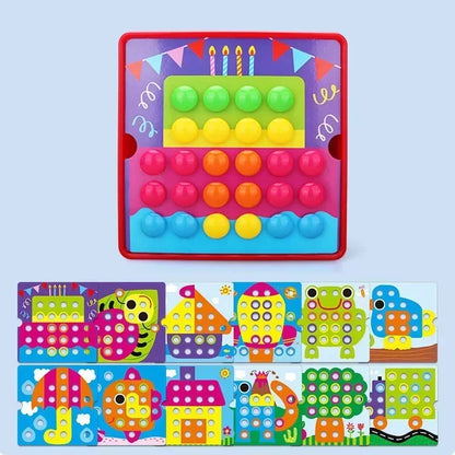 3D Mushroom Nail Puzzle – Montessori Animal Jigsaw Puzzle Toy, Early Educational Beads Puzzle Toy for Kids