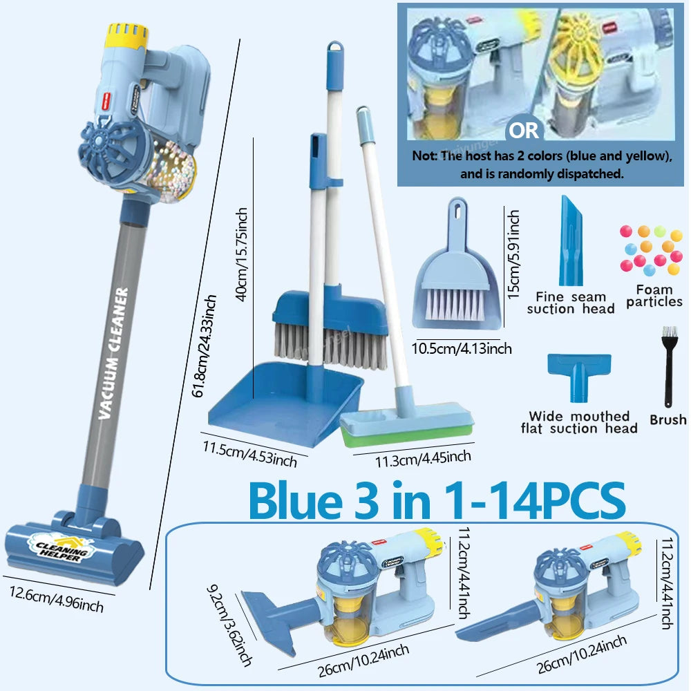 Montessori Kids Cleaning Set with Electric Vacuum Cleaners, Pretend Play Housekeeping Set, Toddler Cleaning Toys