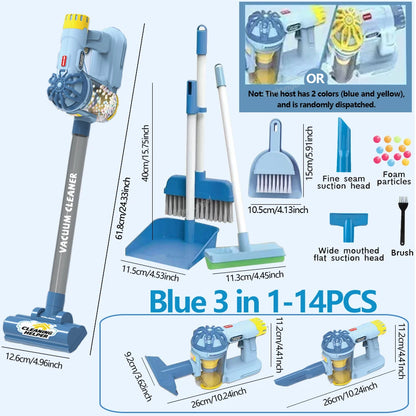 Montessori Kids Cleaning Set with Electric Vacuum Cleaners, Pretend Play Housekeeping Set, Toddler Cleaning Toys