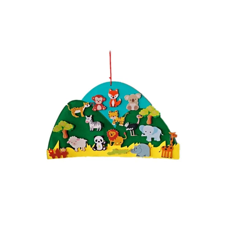 DYI Montessori Baby Busy Felt Board Animals with Hooks Stories Set - LittleOzKid