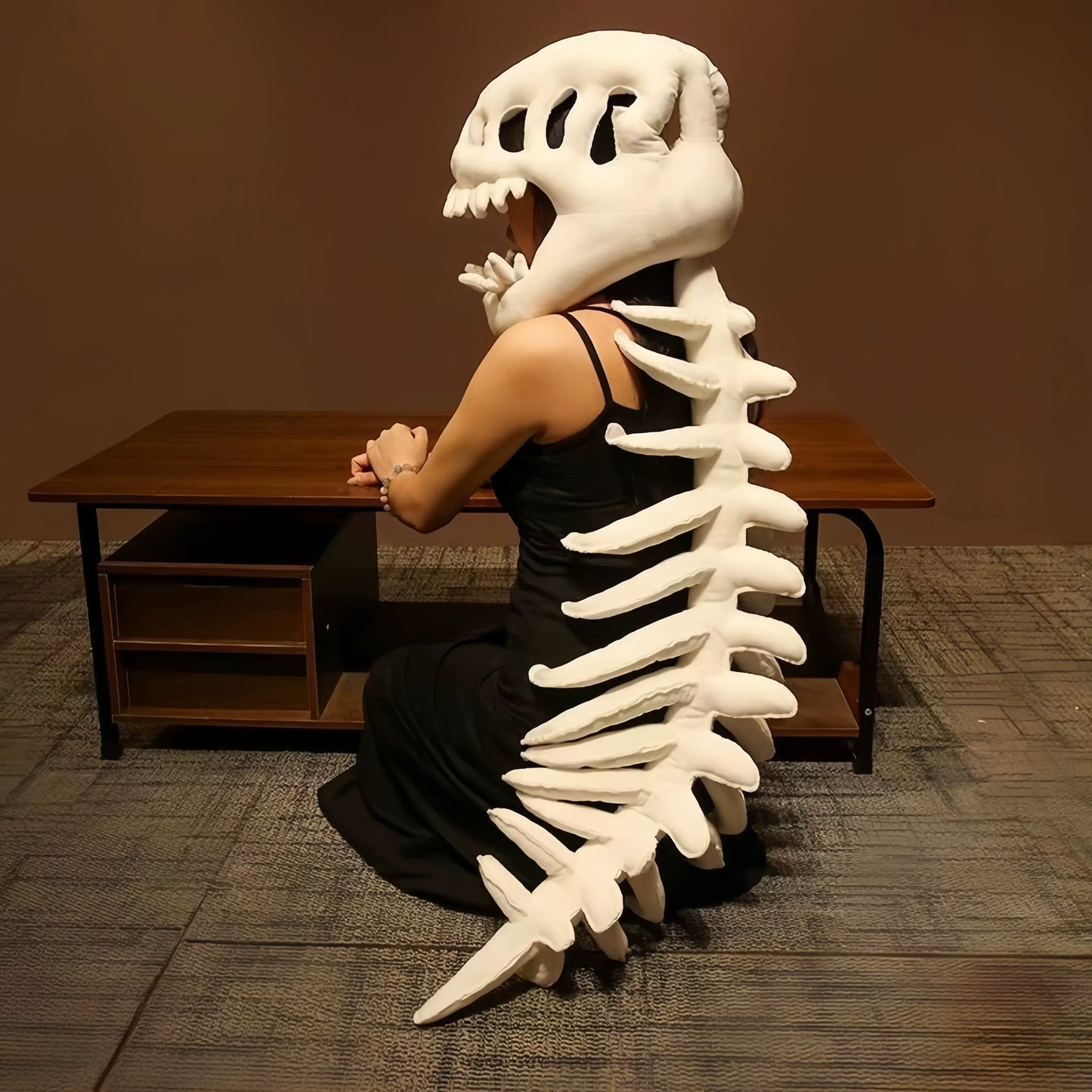 75/115cm Cozy Dinosaur Skeleton Head Costume Plush Toy