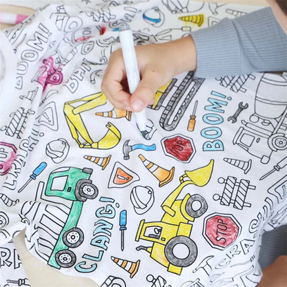 DIY Color-Your-Own Kids Pajama Set, 2-Piece Coloring Kit