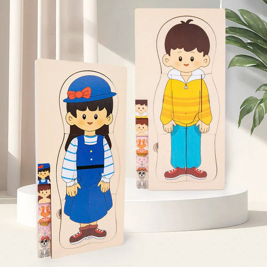 Montessori Wooden Multi‑Layer Human Body Puzzle, Anatomy Educational Jigsaw Toy for Kids
