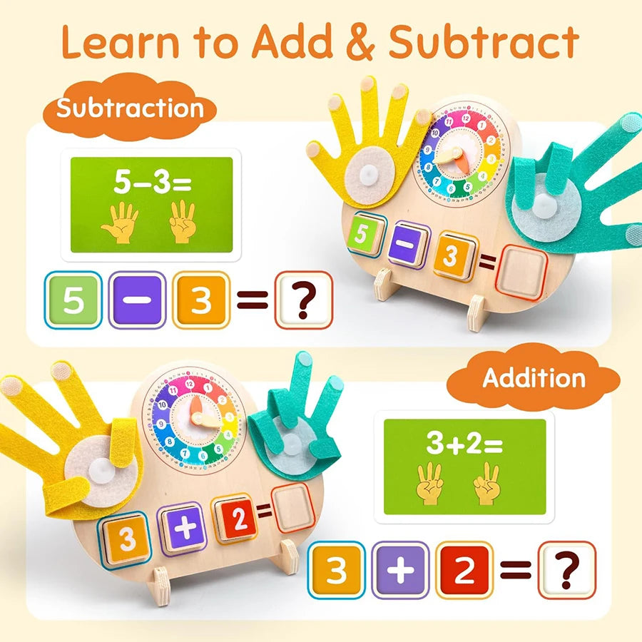 Montessori Wooden Math Learning Board Numbers Clock Counting Toy