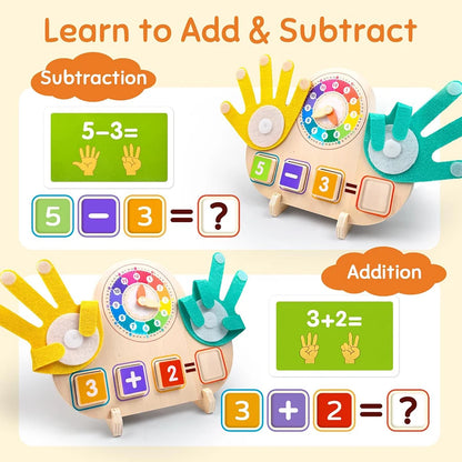 Montessori Wooden Math Learning Board Numbers Clock Counting Toy