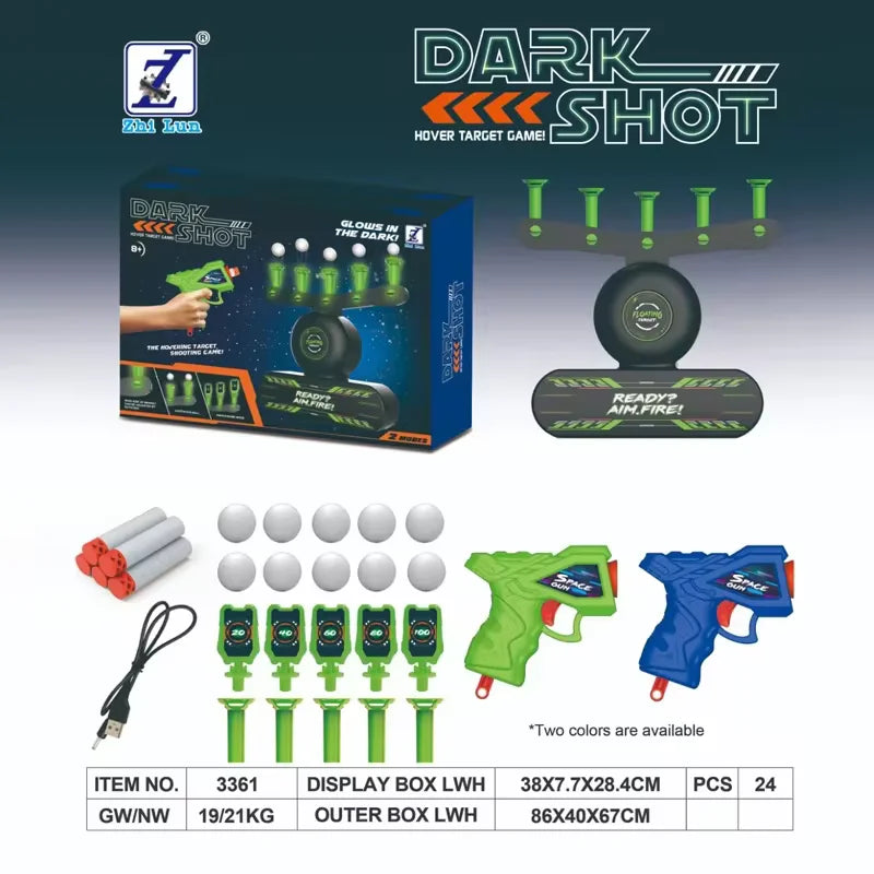 Glow in The Dark Floating Target Game Practice Kids Shooting Toy Gun Set