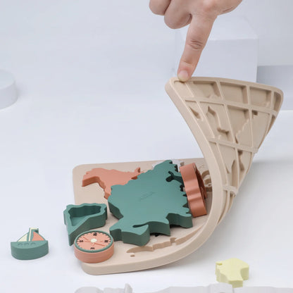 Montessori Silicone World Map Puzzle for Toddlers & Kids