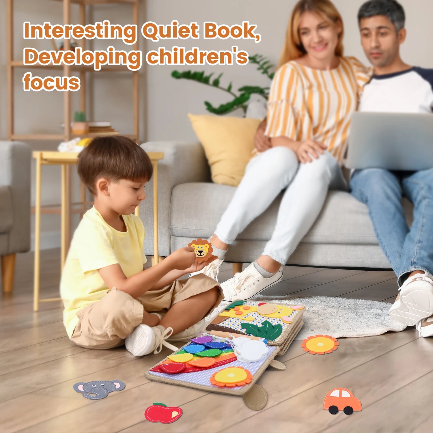 Toddlers Montessori Busy Board Farm Animal Quiet Felt Activity Toy Book - LittleOzKid