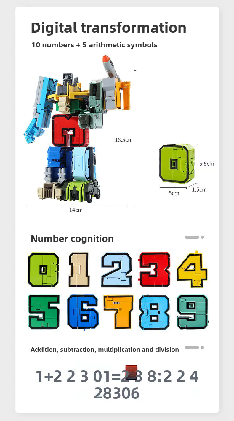 15 Pcs Number Robot Toy Set Transformable Educational Building Block Action Figures