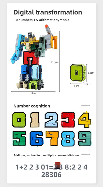 15 Pcs Number Robot Toy Set Transformable Educational Building Block Action Figures