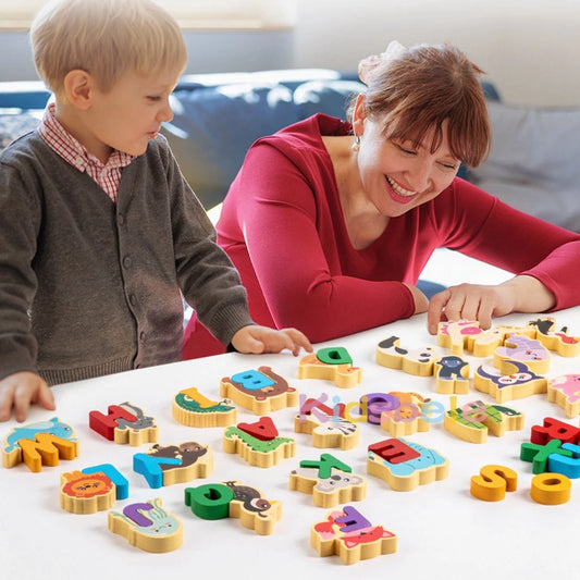 Wooden Animal Alphabet Puzzle – Montessori ABC Learning Toy for Toddlers