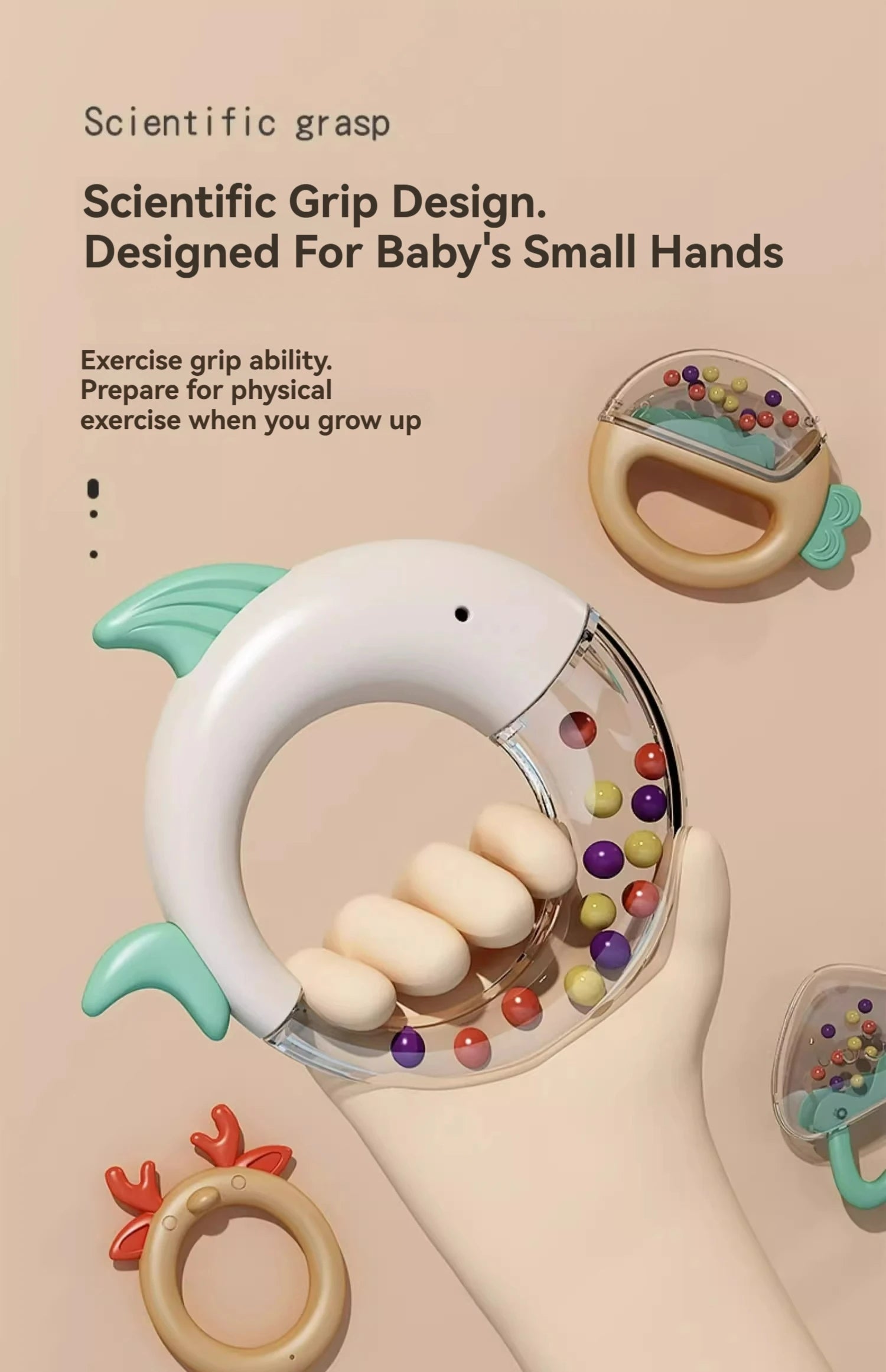 Baby Teether Gum Rattle Educational Baby Toys, Soft Teething Toys - LittleOzKid