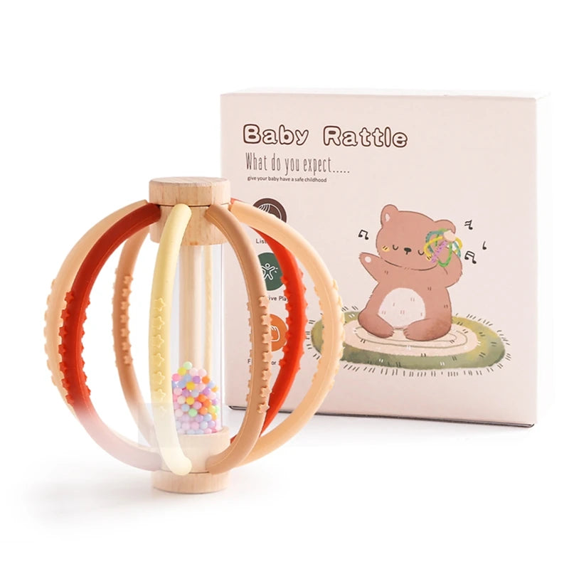Baby Rainbow Silicone Teether Toys, Music Rattle Sensory Toys - LittleOzKid