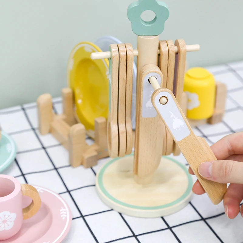 Montessori Wooden Kitchen Toy Set for Kids Pretend Play