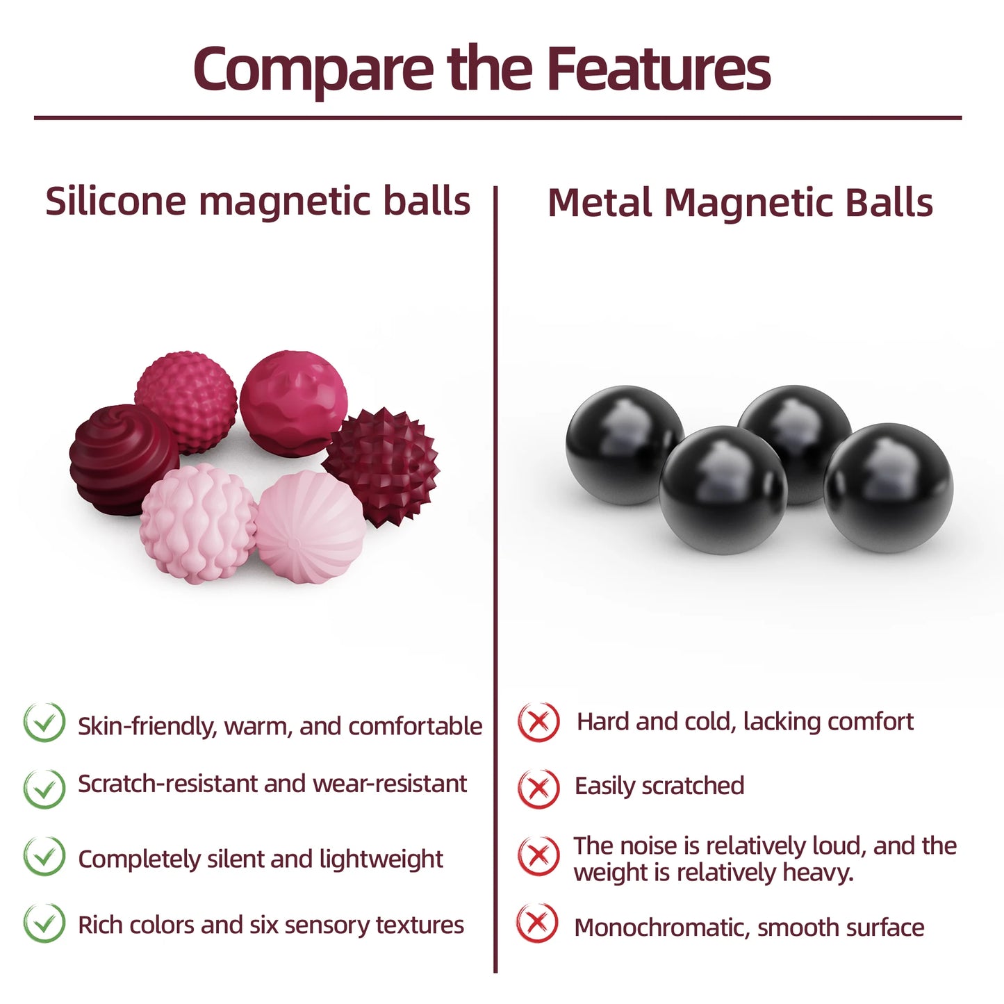 Silicone Magnetic Sensory Balls, Stress Relief Sensory Toy for Adult and Kids