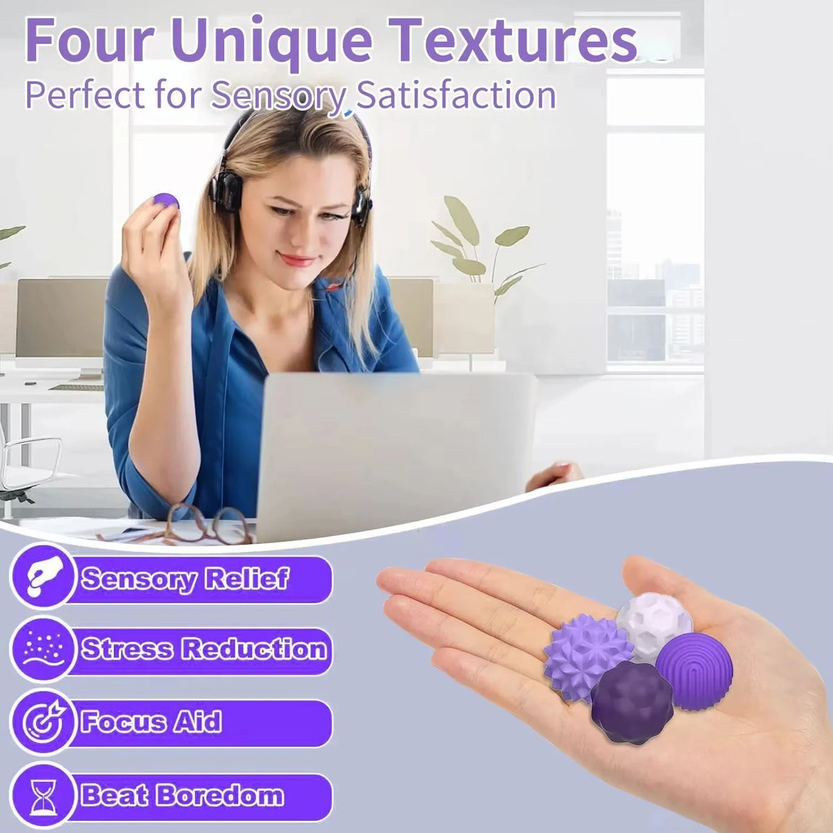 4 Pcs Silicone Magnetic Sensory Balls, Stress Relief Sensory Toy for Adult and Kids