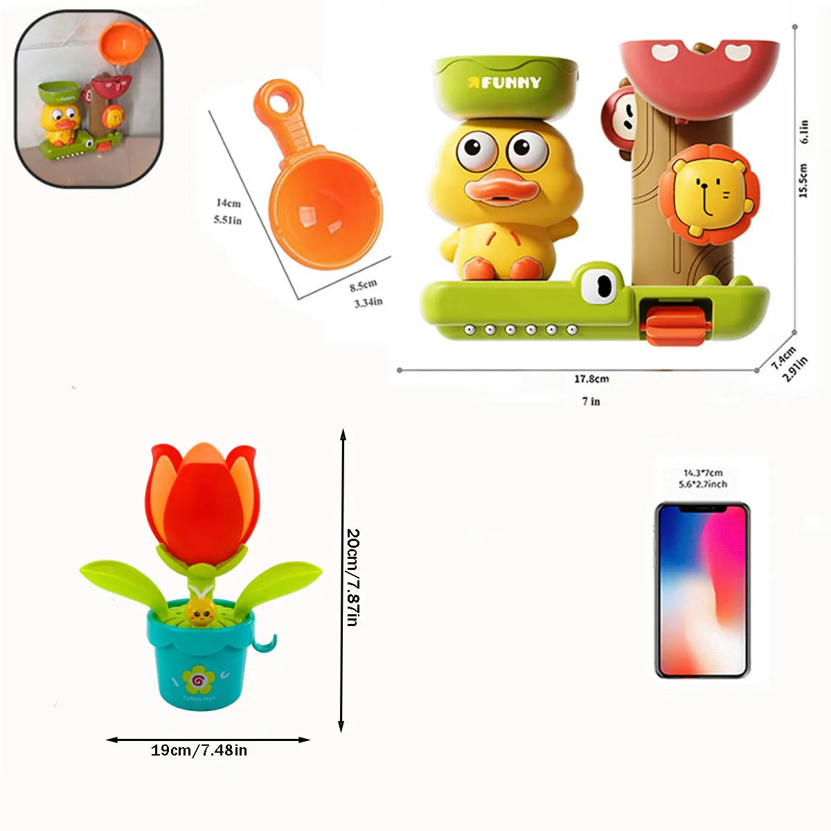 Baby Bath Toy Waterwheel Duck Flower Water Spray Shower Toy for Kids