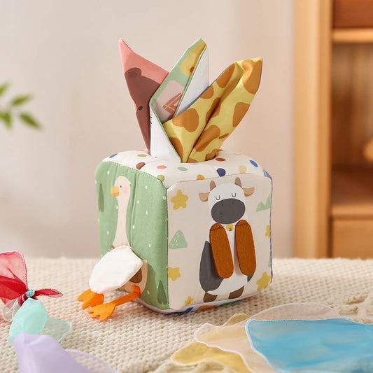 Magic Cotton Animal Tissue Box, Busy Board Baby Educational Activity Sensory Toy - LittleOzKid