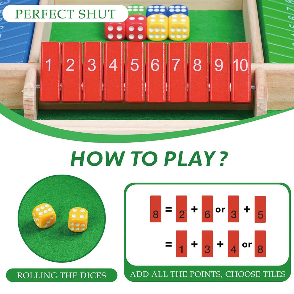 Wooden Shut the Box Game – Educational Dice Play for Kids & Families