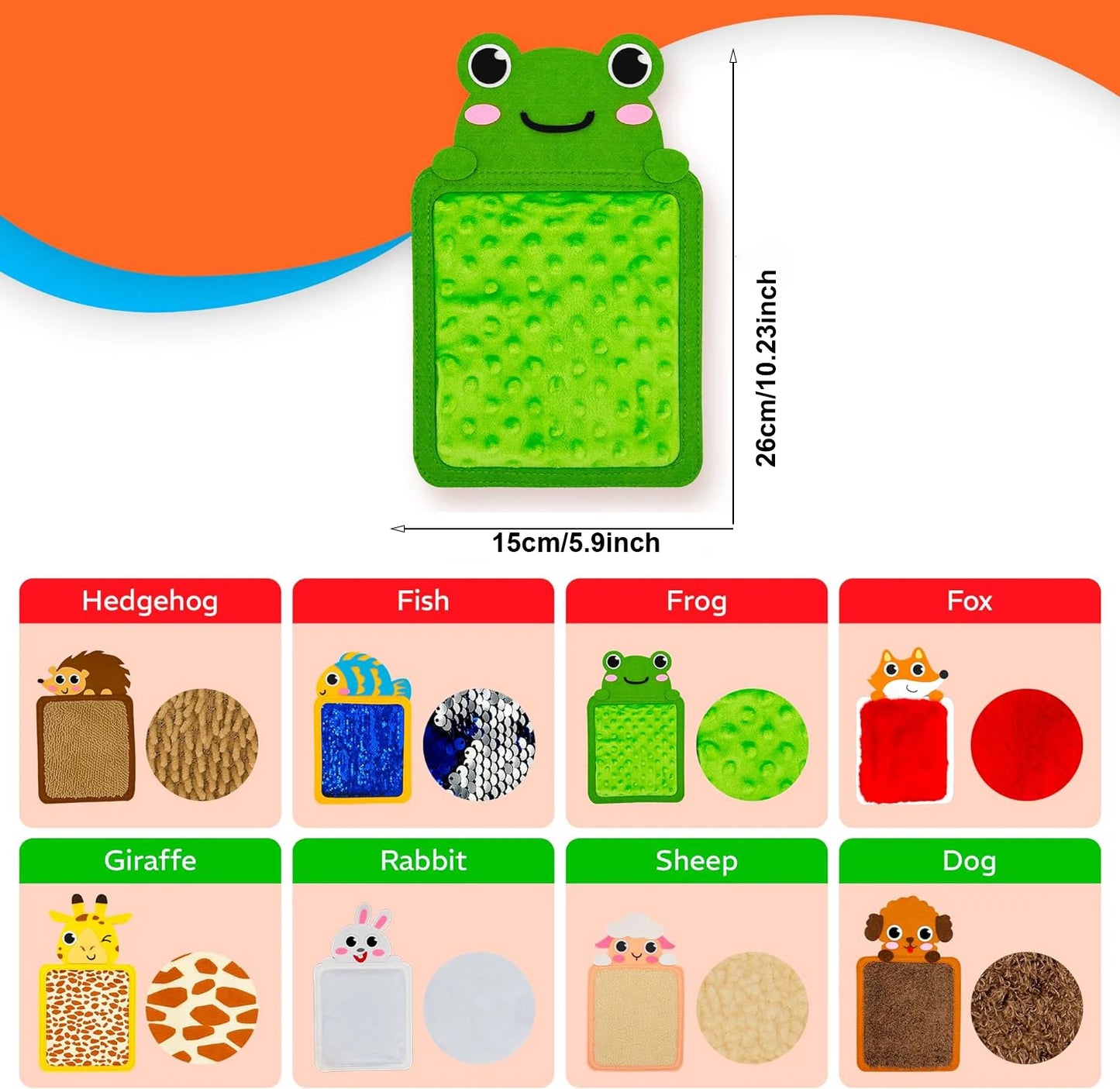 8 Piece Sensory Wall Touch Zoo Mat Set, Felt Textures mix