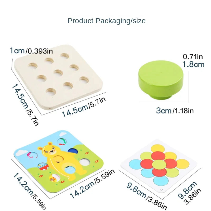Montessori Mushroom Nail Puzzle & Color Recognition Learning Toy