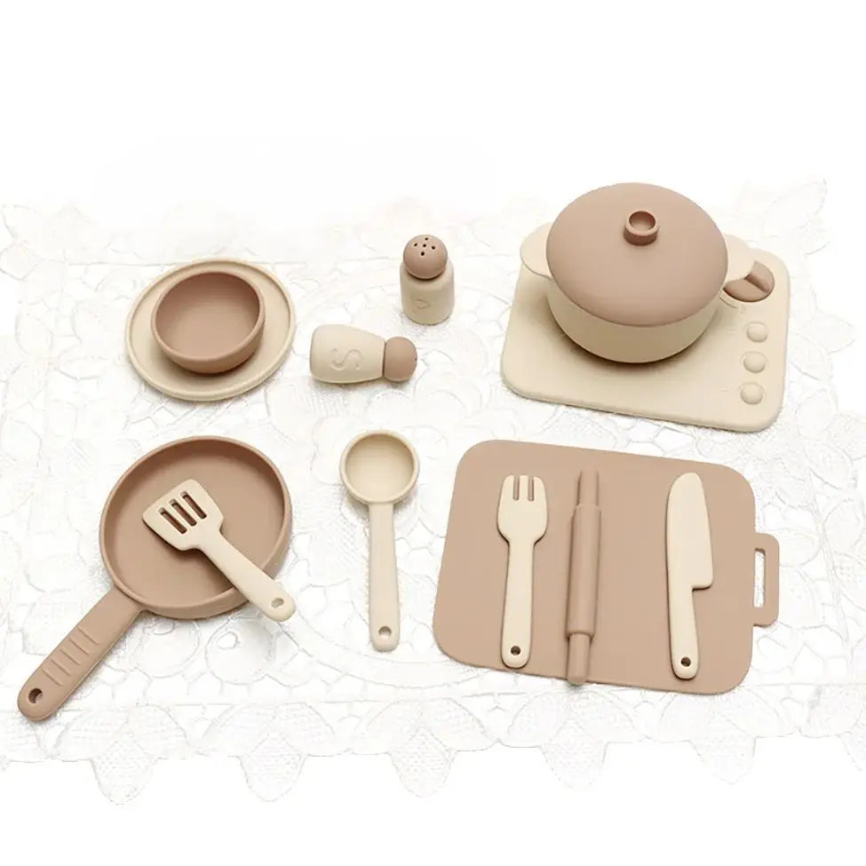 13pcs Silicone Cooking Utensils Kitchen Pretend Play Toy Set