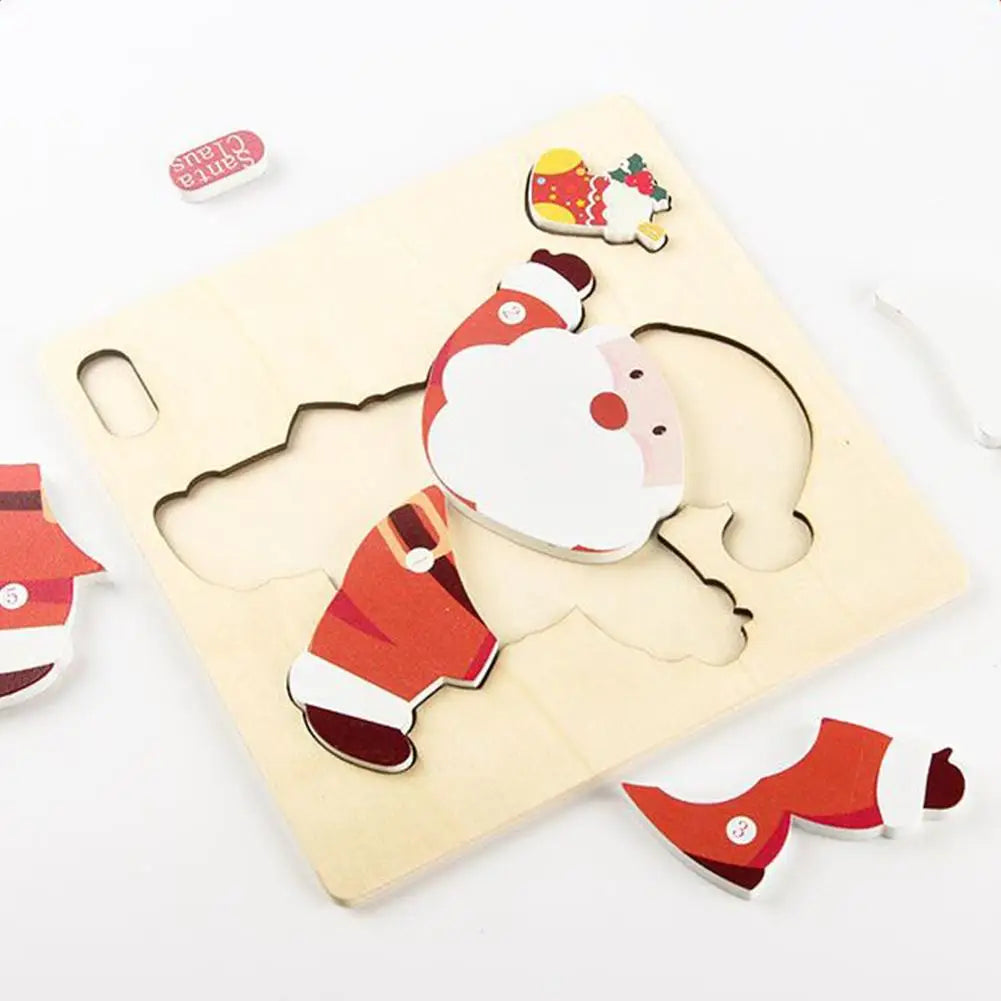 Montessori Toddler Xmas Wooden Jigsaw Puzzles, Santa Christmas Toddler Puzzles, Educational Shape Matching