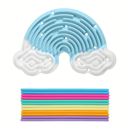 Rainbow Clouds Silicone Sensory Activity Board, Fine Motor Skills and Stress Free Toy