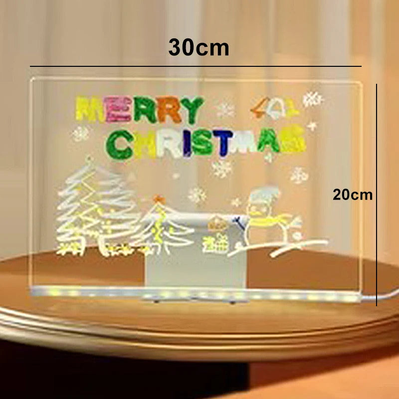 LED Acrylic Drawing Board & Night Light with Colorful Pens