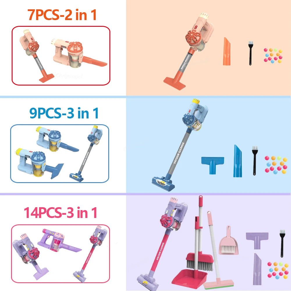 Montessori Kids Cleaning Set with Electric Vacuum Cleaners, Pretend Play Housekeeping Set, Toddler Cleaning Toys