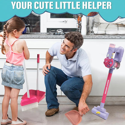 Montessori Kids Cleaning Set with Electric Vacuum Cleaners, Pretend Play Housekeeping Set, Toddler Cleaning Toys