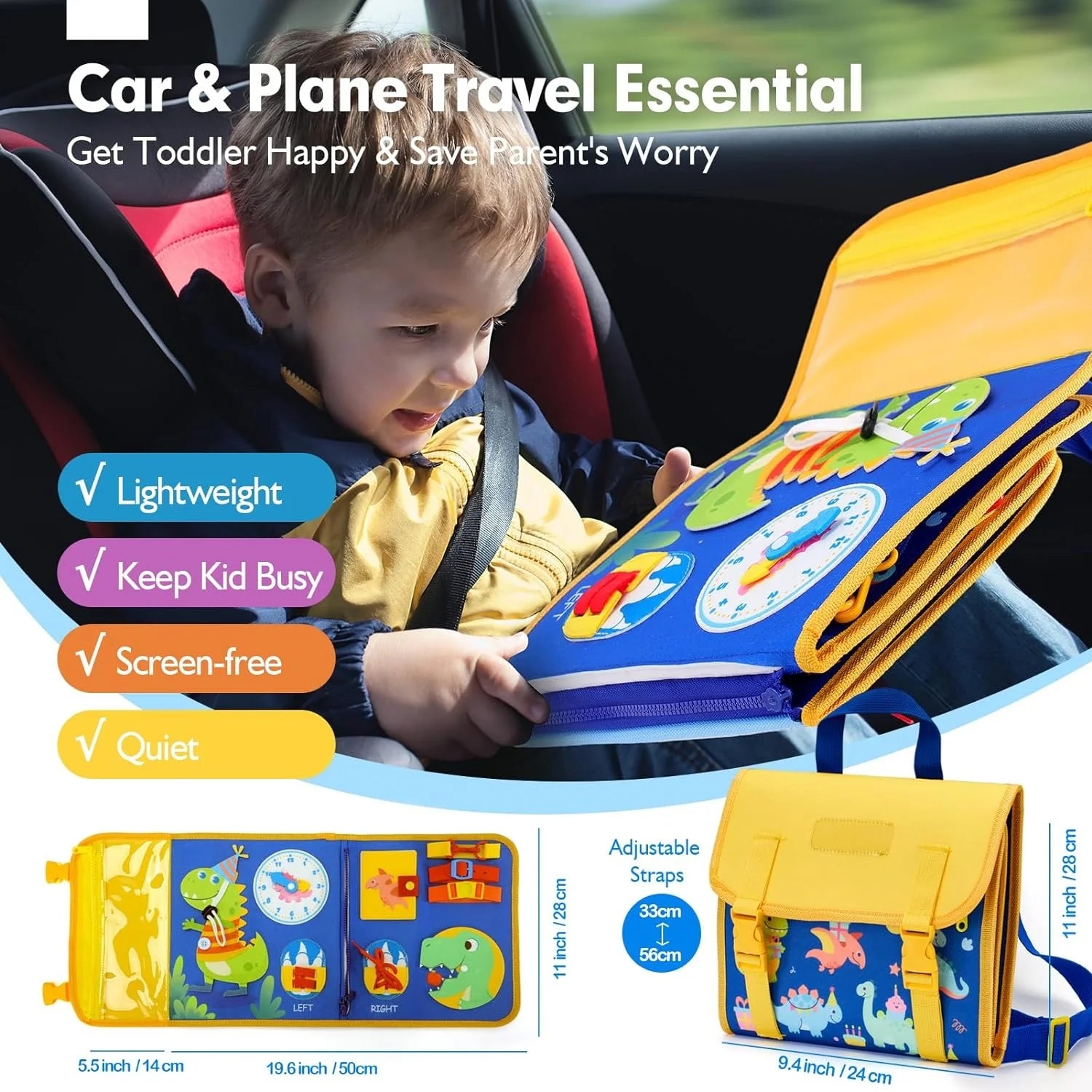 17 in 1 Backpack Learning Toddlers Busy Board, Felt Quiet Book for Kids - LittleOzKid