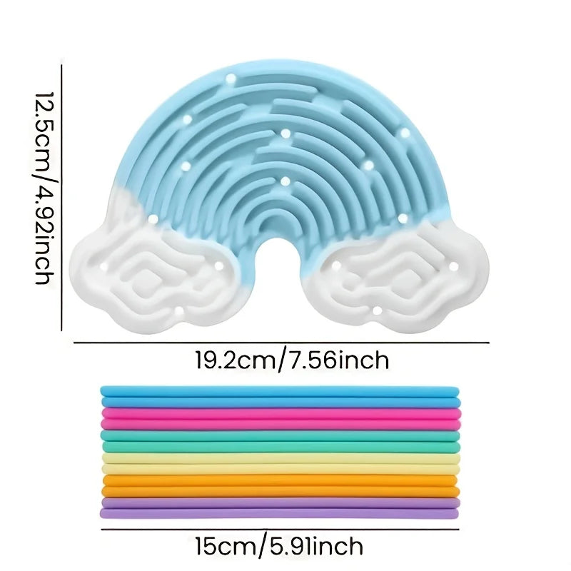 Rainbow Clouds Silicone Sensory Activity Board, Fine Motor Skills and Stress Free Toy